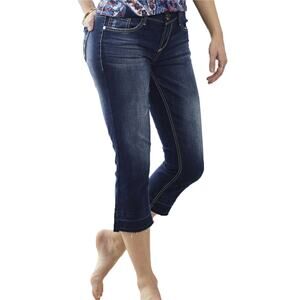 Seven7 Slim Straight Cropped Jeans Sz 4 New $64 Dark Sonja Blue 21" Ins Stretch